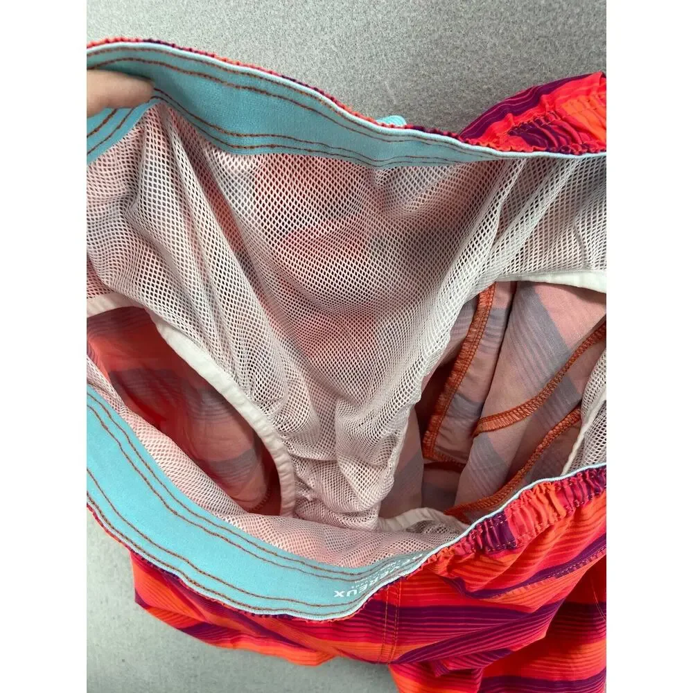 NWT Devereux‎ Board Shorts Mens Sz L Orange Stripe Athletic Stretch Water Swim